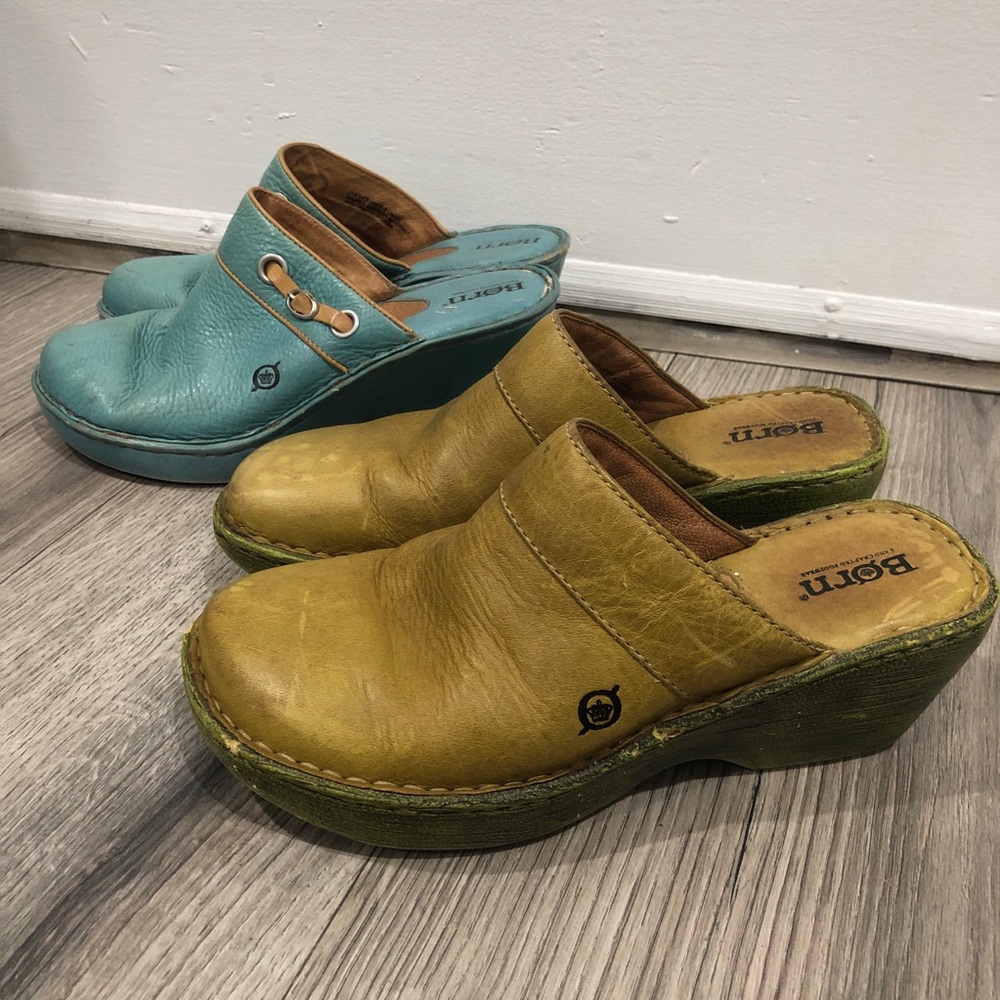 Bundle Born Mule Clogs Shoes Leather 2 Pairs Very Worn size 8